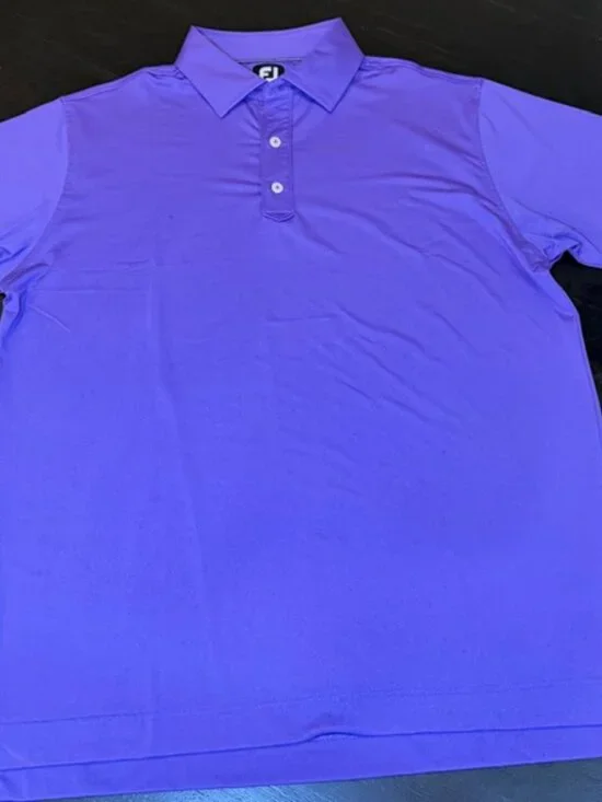 FootJoy FJ ⛳ Polo Shirt Mens Large Purple Golf Performance Stretch Short Sleeve - Picture 5 of 12